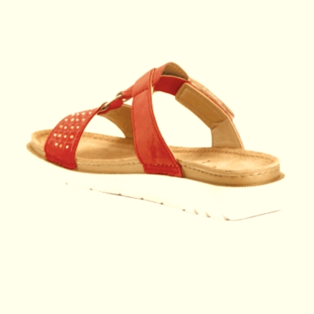 COMFORT FOOTBED embellished SUEDE SANDALS brand new SLIP-ON inblu Red/Coral - Picture 2 of 8
